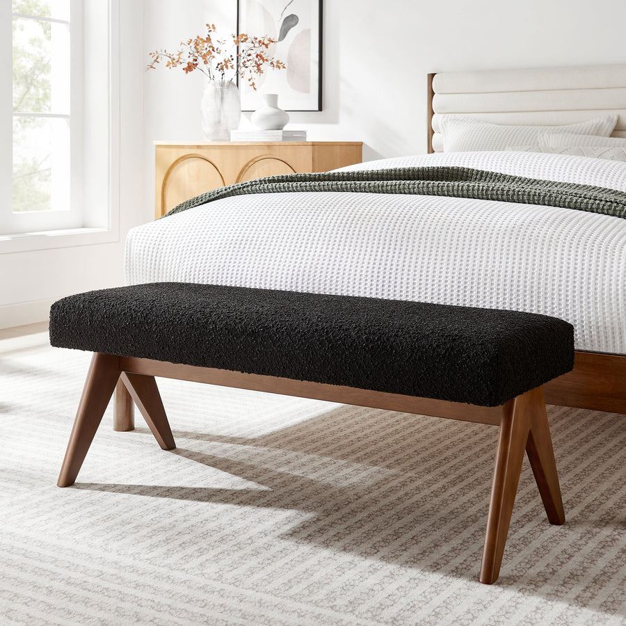 Sable 47" Boucle Upholstered Bench in Black