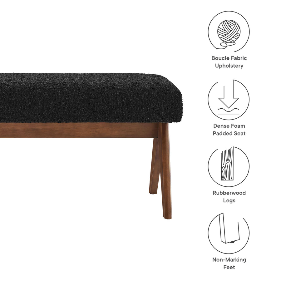 Sable 47" Boucle Upholstered Bench in Black