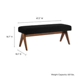 Sable 47" Boucle Upholstered Bench in Black