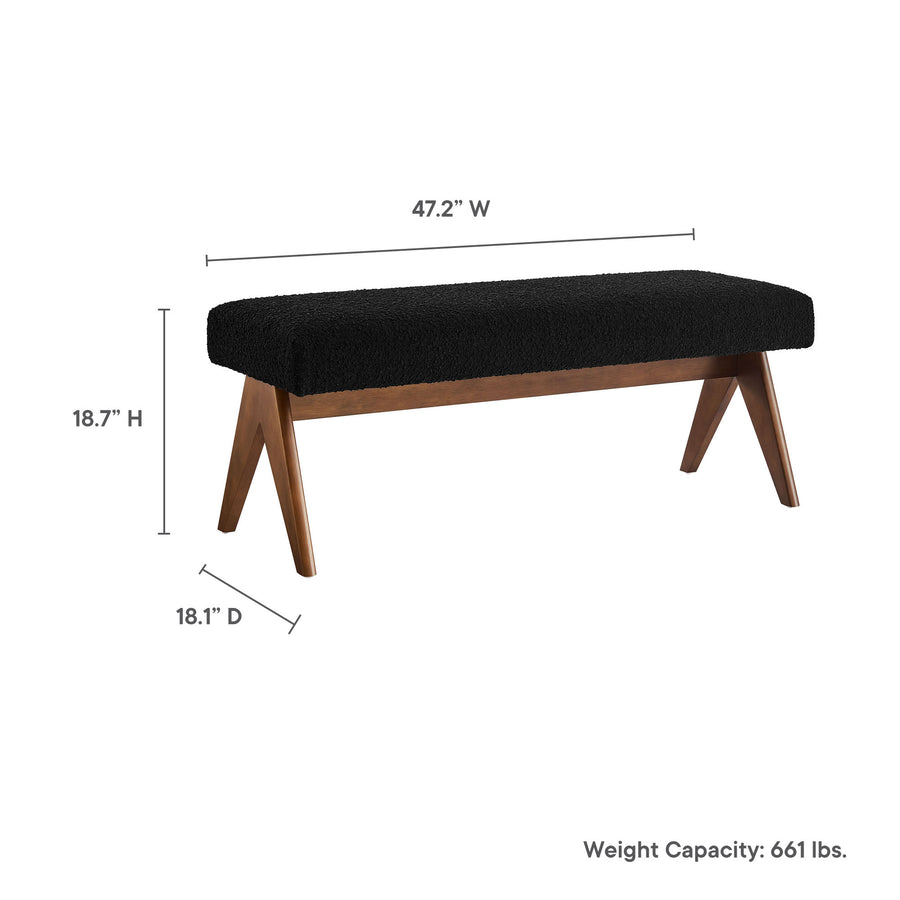 Sable 47" Boucle Upholstered Bench in Black