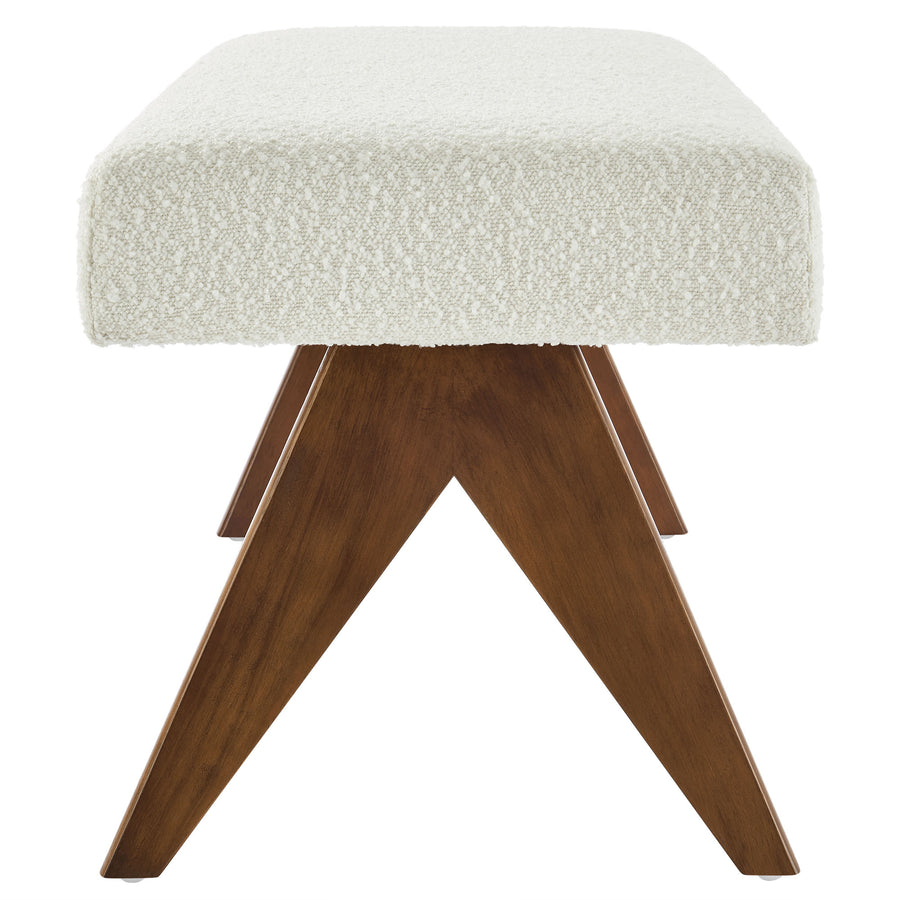 Sable 47" Boucle Upholstered Bench in Ivory Boucle