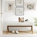Sable 47" Boucle Upholstered Bench in Ivory Boucle
