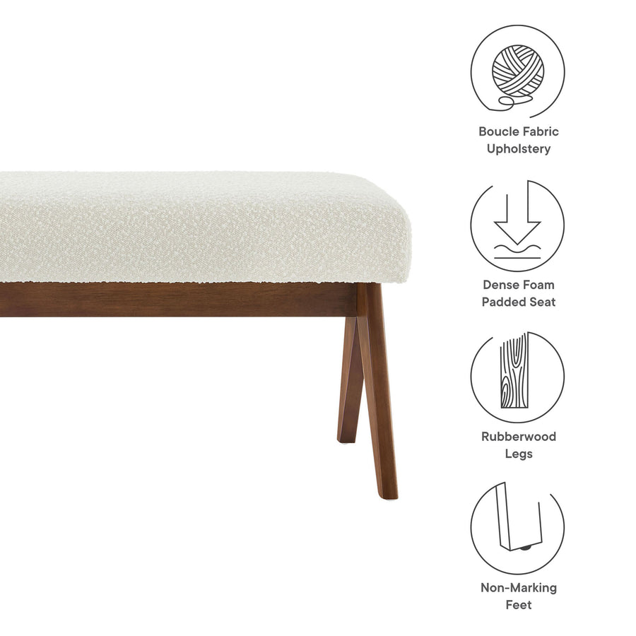 Sable 47" Boucle Upholstered Bench in Ivory Boucle