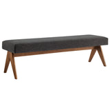 Sable 63" Fabric Upholstered Bench in Dark Gray
