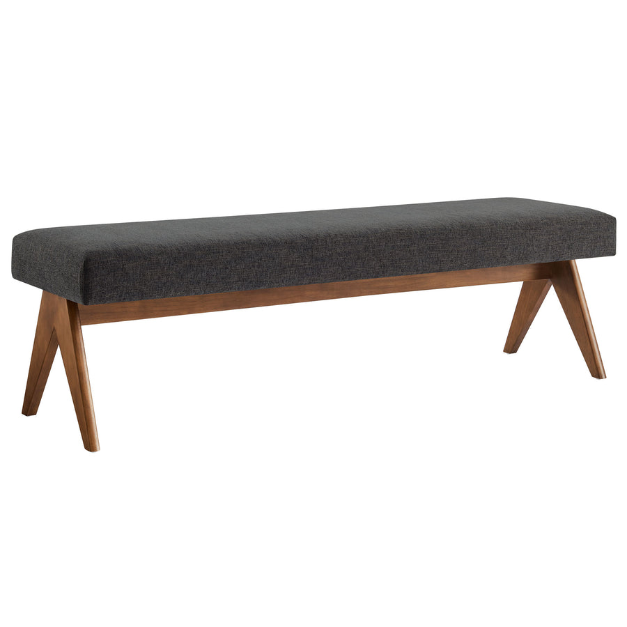 Sable 63" Fabric Upholstered Bench in Dark Gray