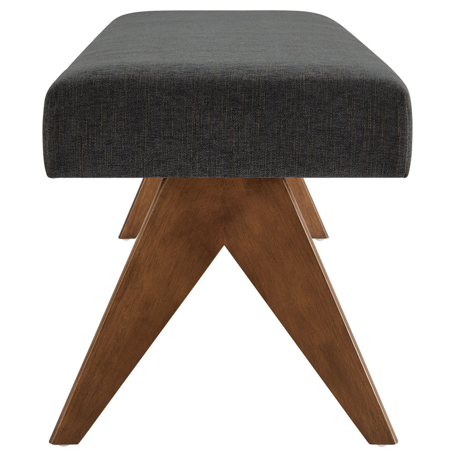 Sable 63" Fabric Upholstered Bench in Dark Gray