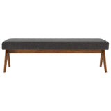 Sable 63" Fabric Upholstered Bench in Dark Gray