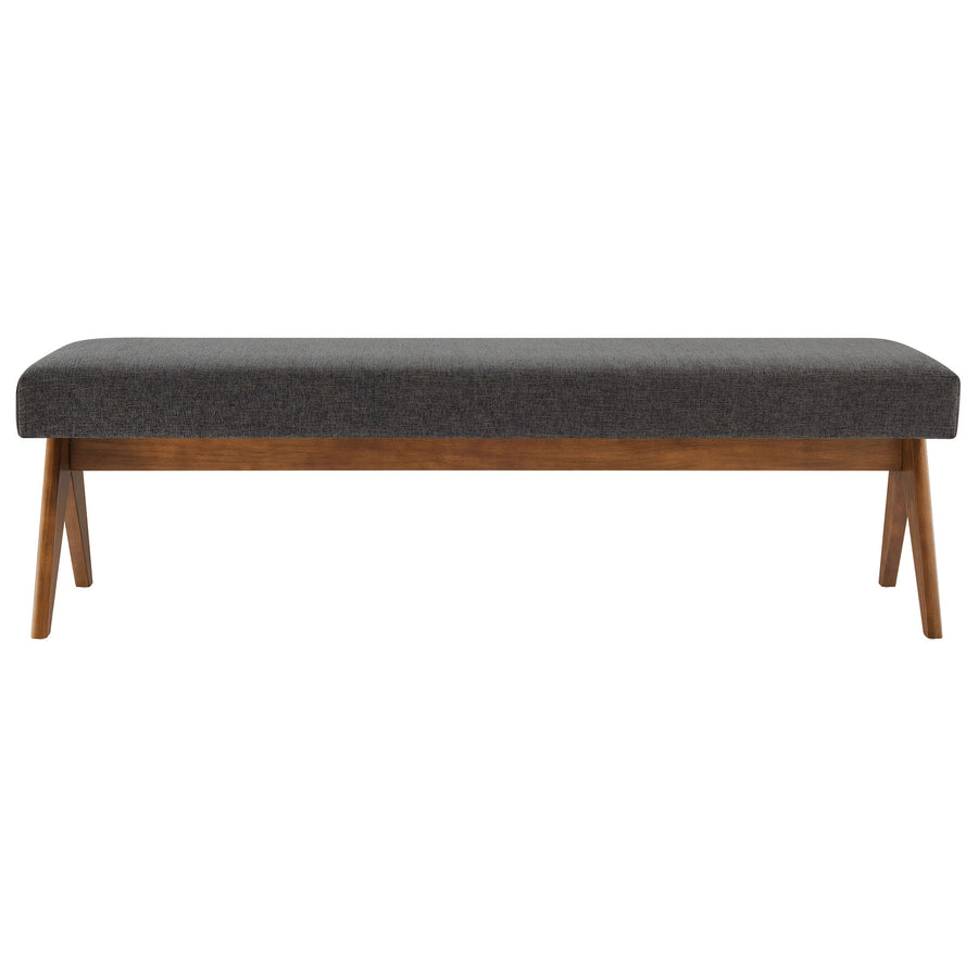Sable 63" Fabric Upholstered Bench in Dark Gray