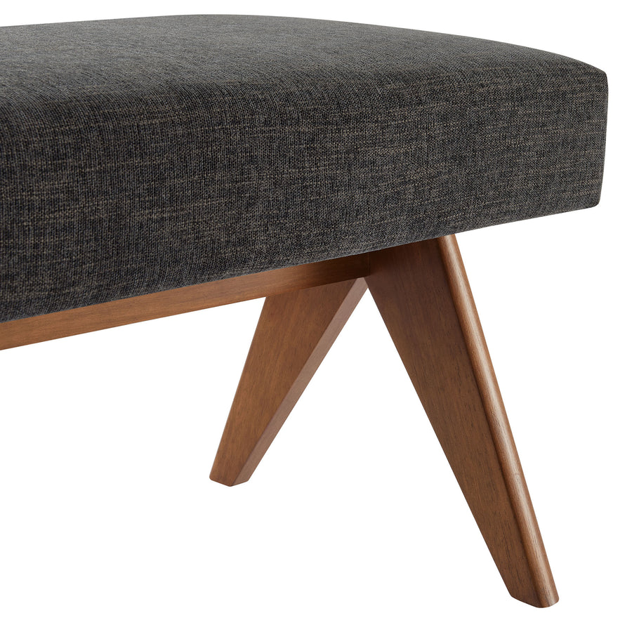 Sable 63" Fabric Upholstered Bench in Dark Gray