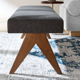 Sable 63" Fabric Upholstered Bench in Dark Gray