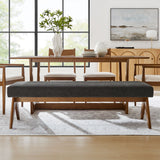 Sable 63" Fabric Upholstered Bench in Dark Gray