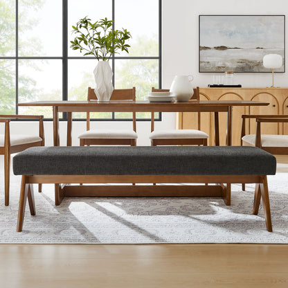 Lyra 63" Fabric Upholstered Bench by Furniture For America