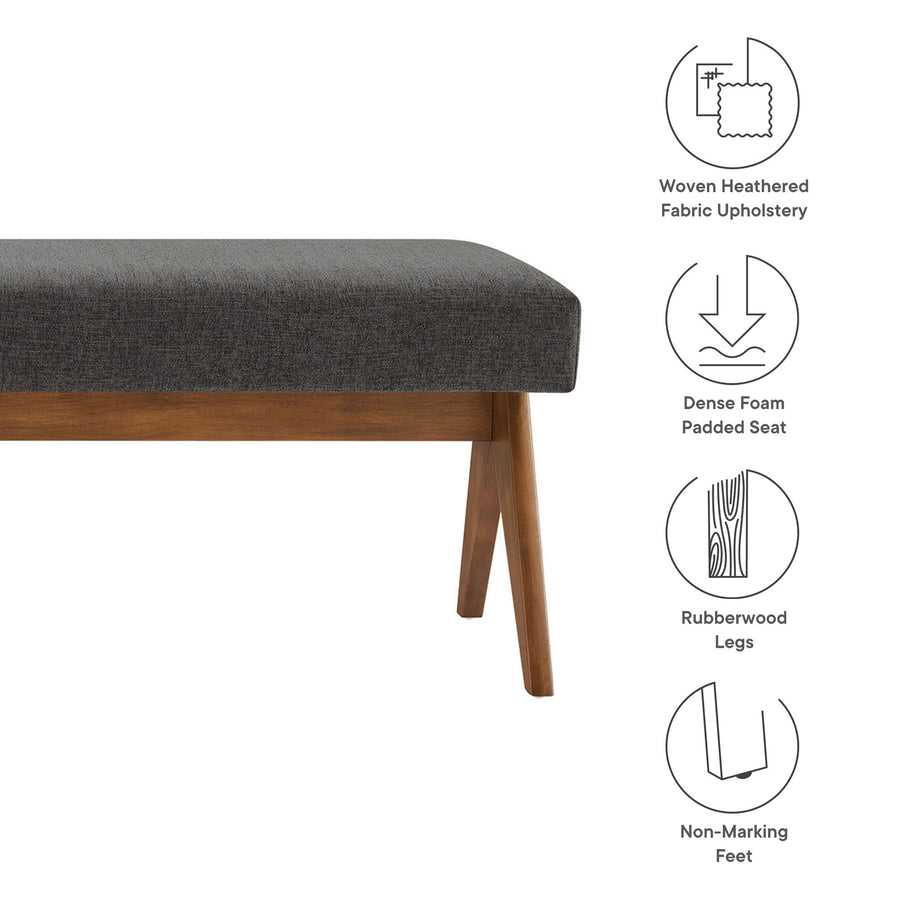 Sable 63" Fabric Upholstered Bench in Dark Gray