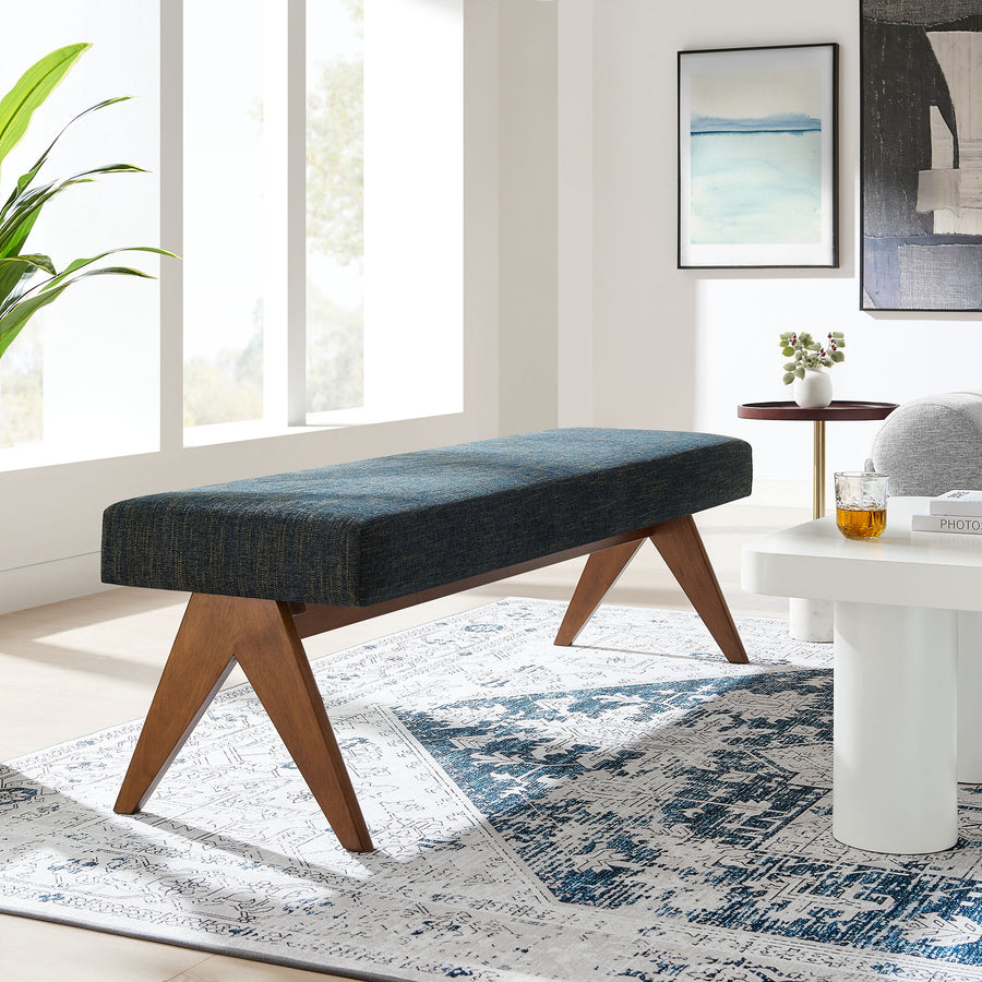 Sable 63" Fabric Upholstered Bench in Azure