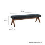 Sable 63" Fabric Upholstered Bench in Azure