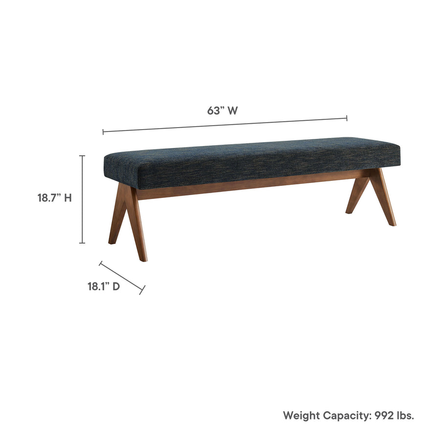 Sable 63" Fabric Upholstered Bench in Azure
