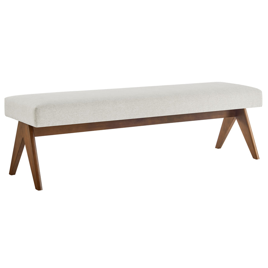 Sable 63" Fabric Upholstered Bench in Ivory