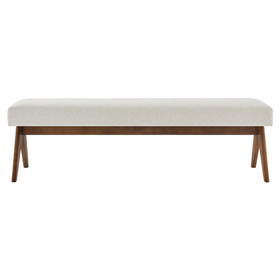 Sable 63" Fabric Upholstered Bench in Ivory