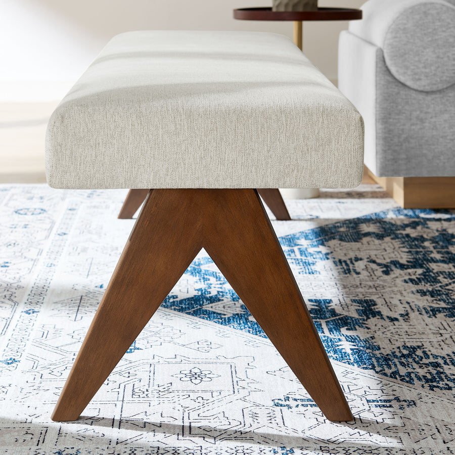 Sable 63" Fabric Upholstered Bench in Ivory