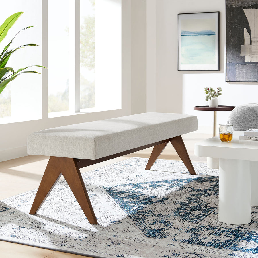 Sable 63" Fabric Upholstered Bench in Ivory