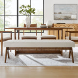 Sable 63" Fabric Upholstered Bench in Ivory