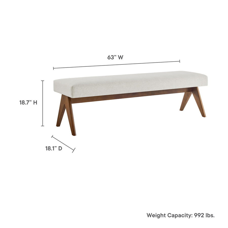 Sable 63" Fabric Upholstered Bench in Ivory