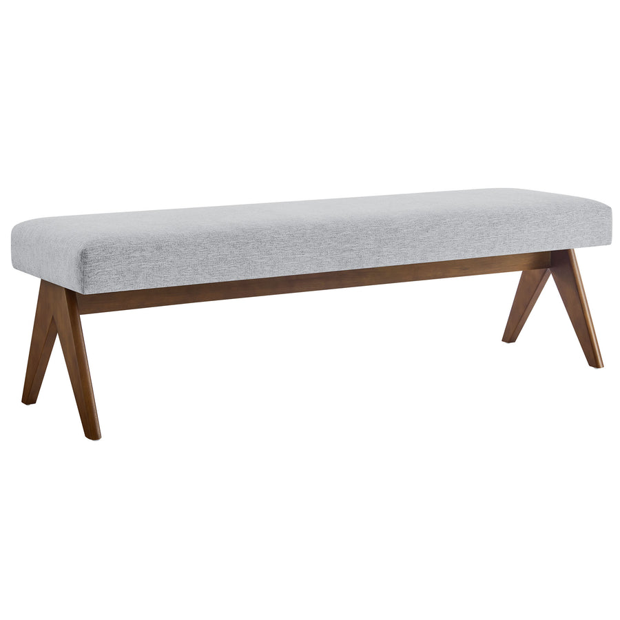 Sable 63" Fabric Upholstered Bench in Light Gray