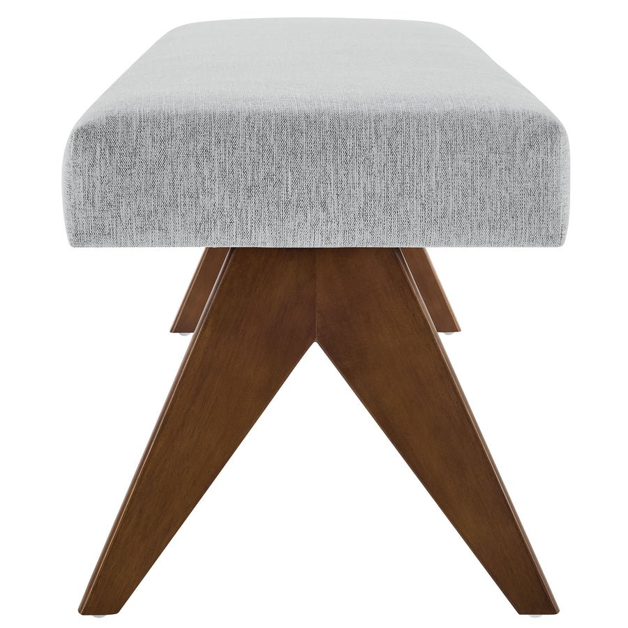 Sable 63" Fabric Upholstered Bench in Light Gray