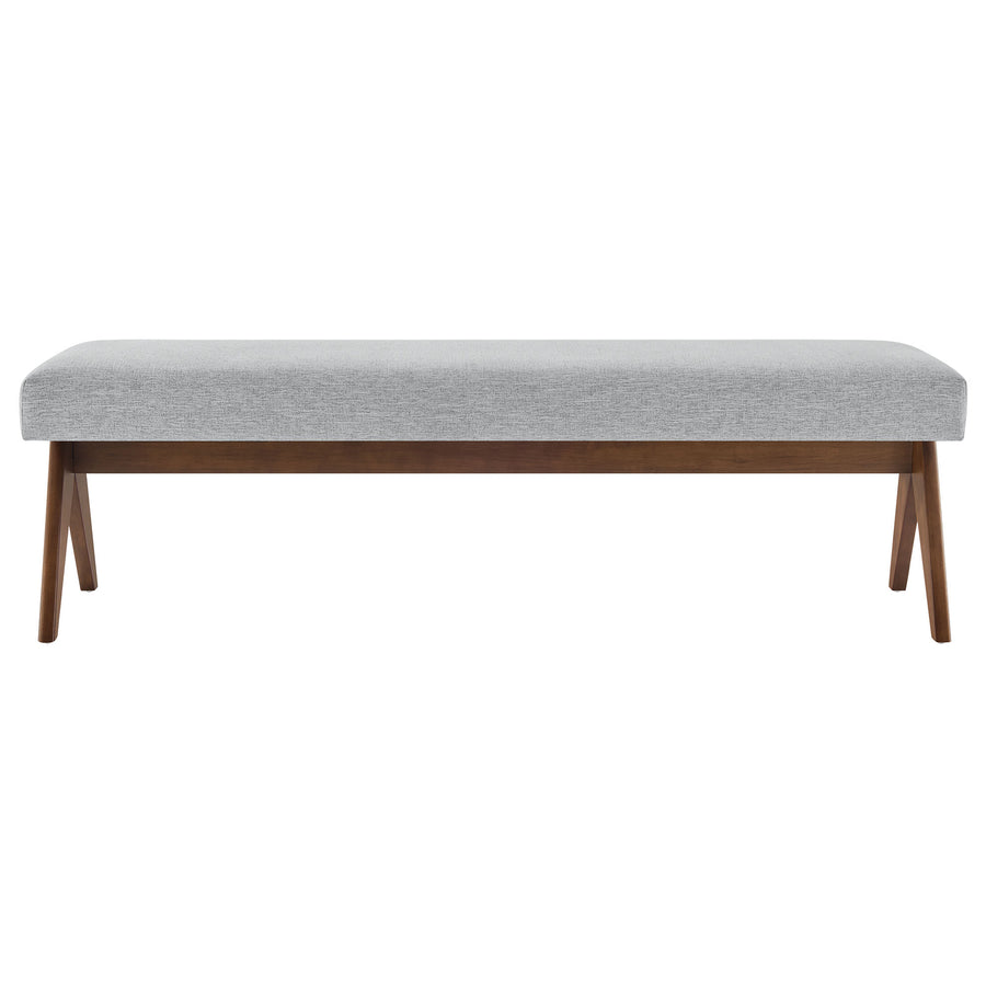 Sable 63" Fabric Upholstered Bench in Light Gray