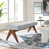Sable 63" Fabric Upholstered Bench in Light Gray