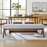 Sable 63" Fabric Upholstered Bench in Light Gray