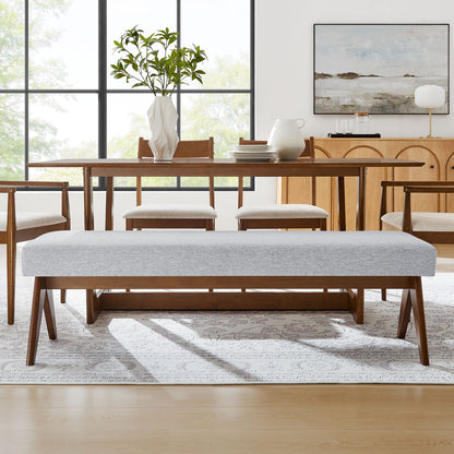 Lyra 63" Fabric Upholstered Bench by Furniture For America