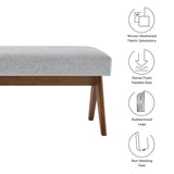 Sable 63" Fabric Upholstered Bench in Light Gray