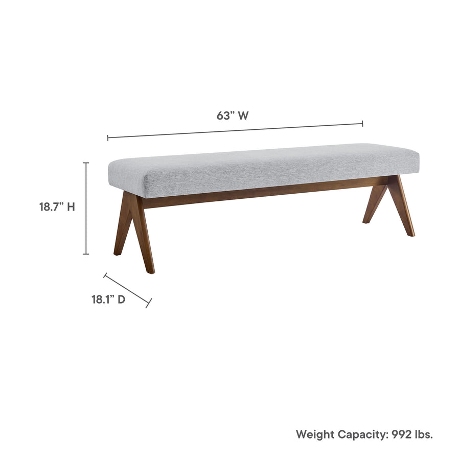 Sable 63" Fabric Upholstered Bench in Light Gray