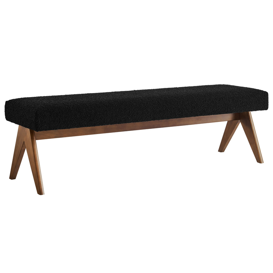 Sable 63" Boucle Upholstered Bench in Black