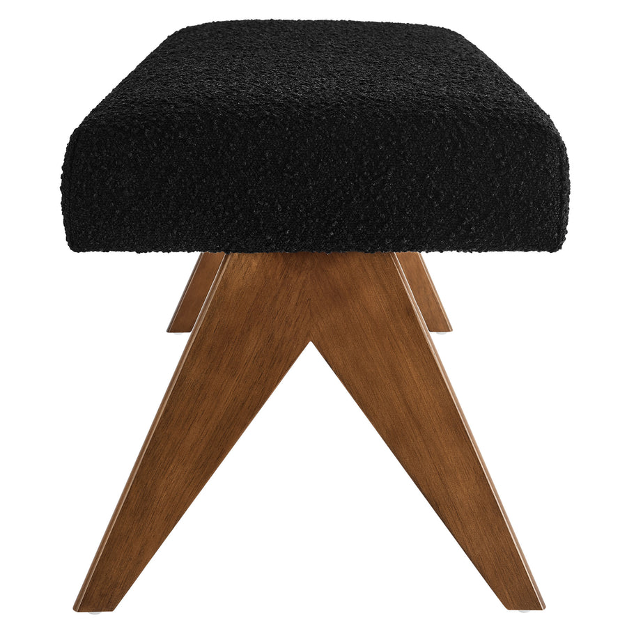 Sable 63" Boucle Upholstered Bench in Black