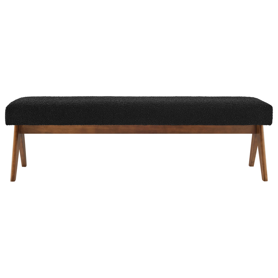 Sable 63" Boucle Upholstered Bench in Black