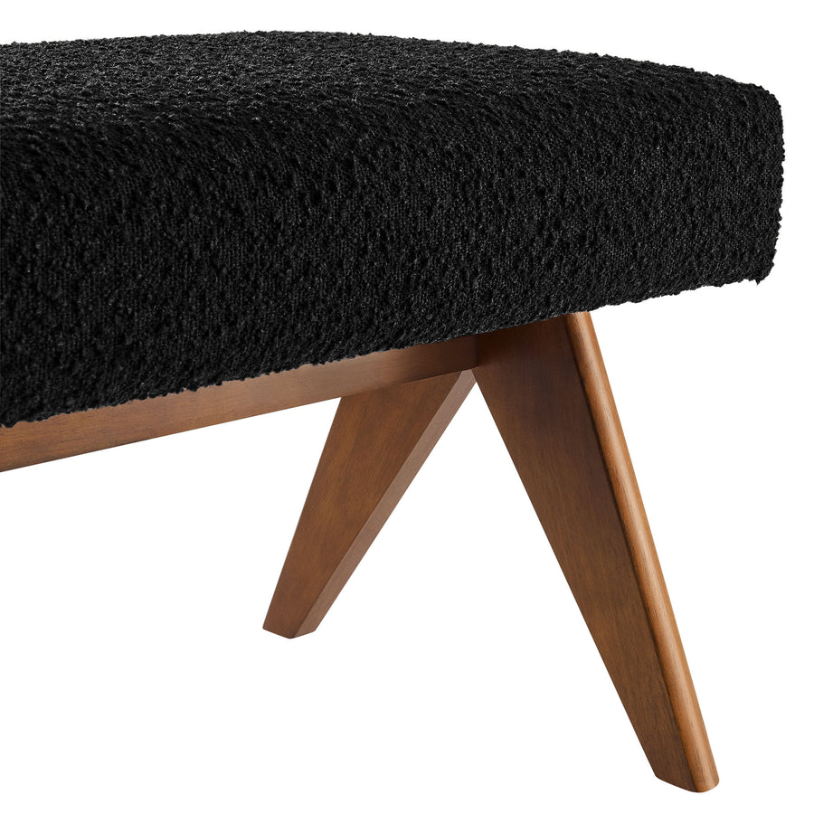 Sable 63" Boucle Upholstered Bench in Black