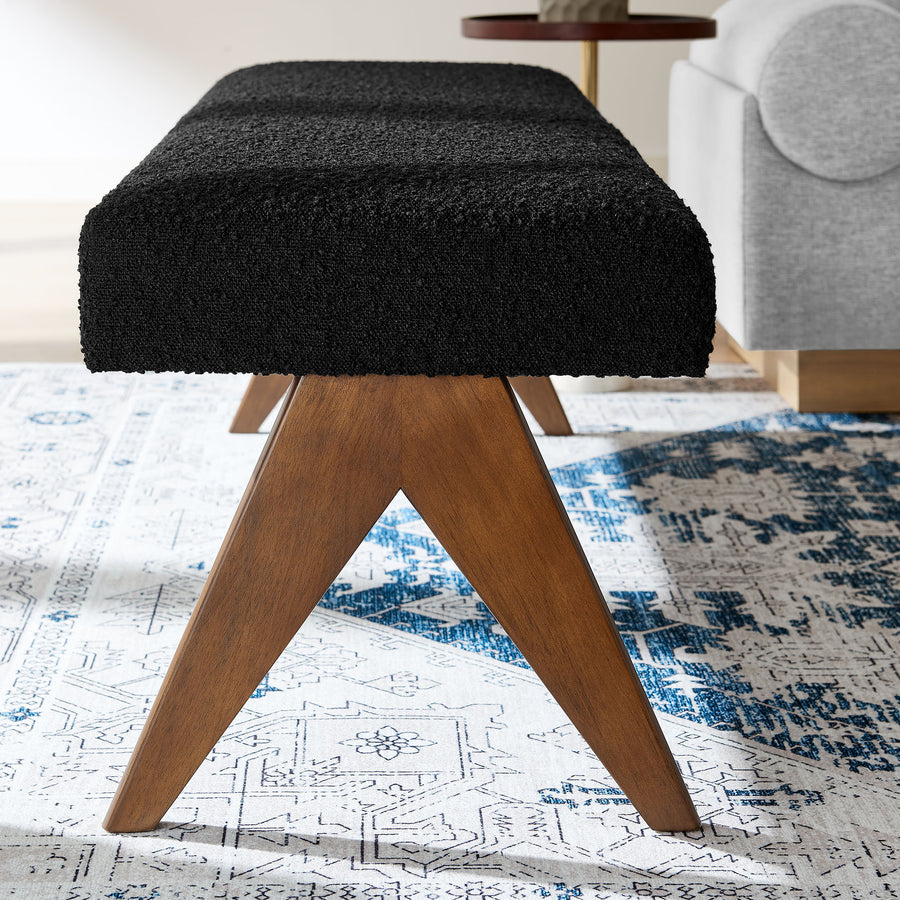 Sable 63" Boucle Upholstered Bench in Black