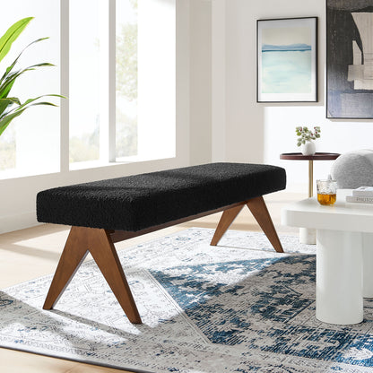 Lyra 63" Boucle Upholstered Bench by Furniture For America