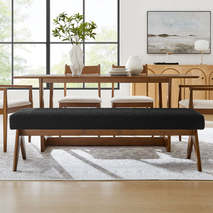 Lyra 63" Boucle Upholstered Bench by Furniture For America