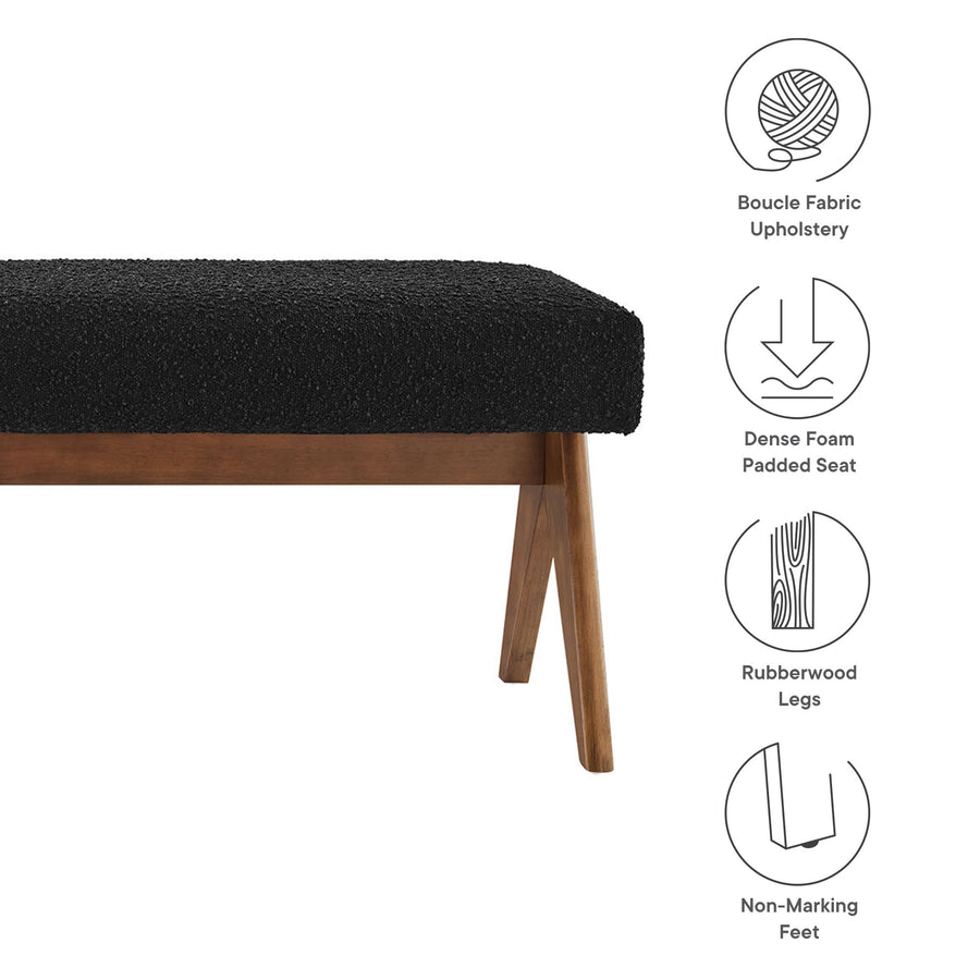 Sable 63" Boucle Upholstered Bench in Black