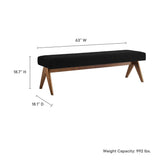 Sable 63" Boucle Upholstered Bench in Black