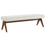 Sable 63" Boucle Upholstered Bench in Ivory Boucle