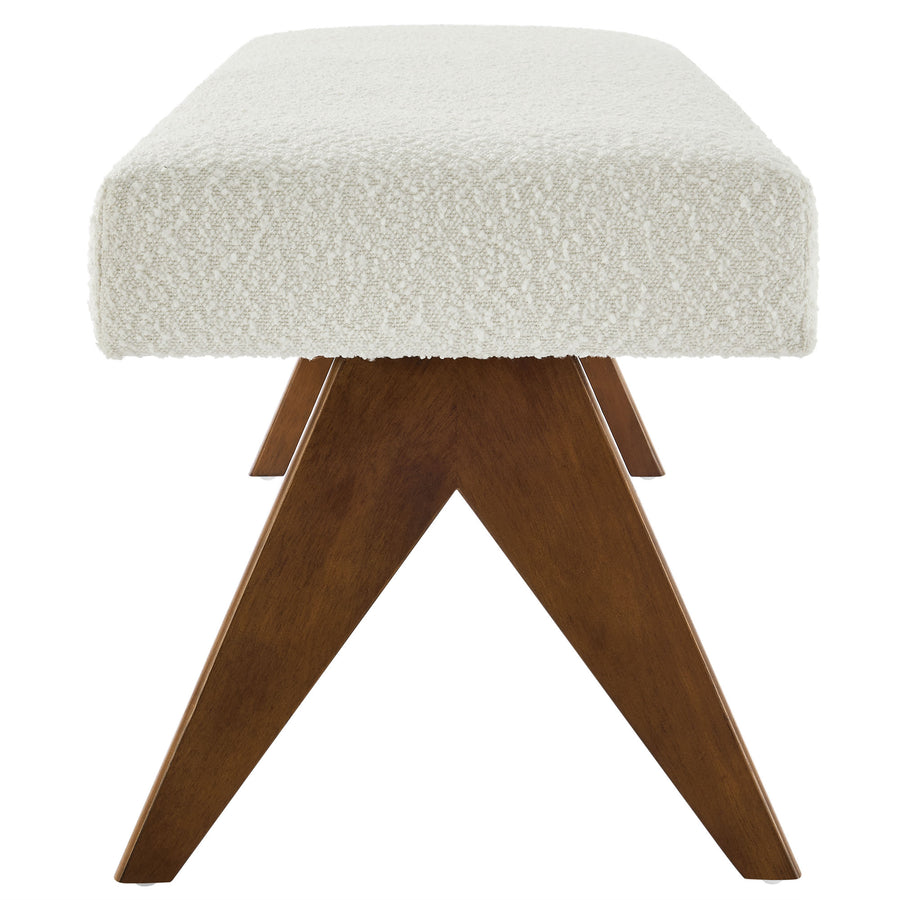 Sable 63" Boucle Upholstered Bench in Ivory Boucle