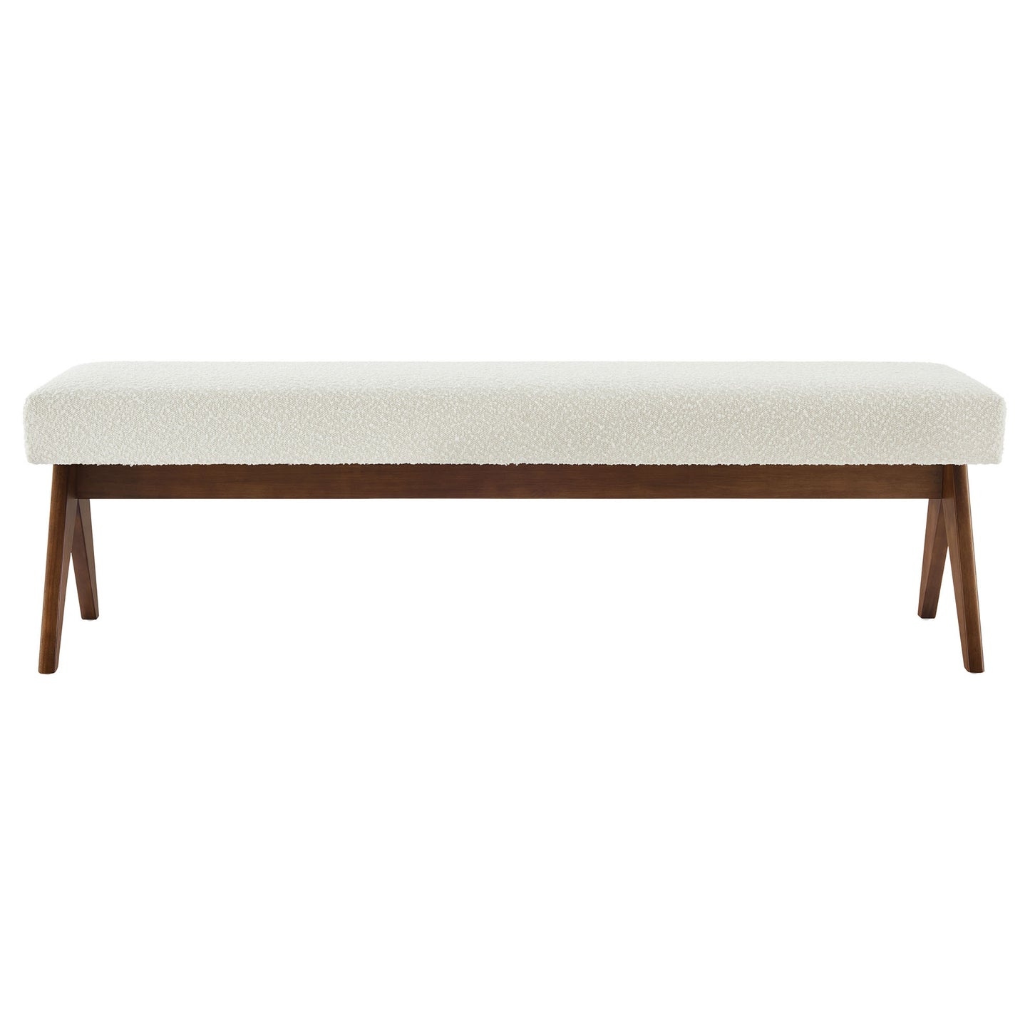 Lyra 63" Boucle Upholstered Bench by Furniture For America