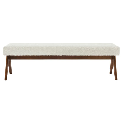 Lyra 63" Boucle Upholstered Bench by Furniture For America