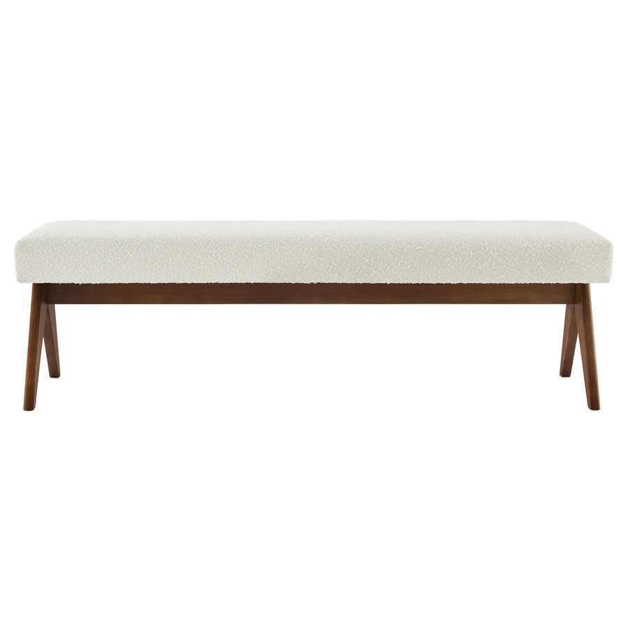 Sable 63" Boucle Upholstered Bench in Ivory Boucle