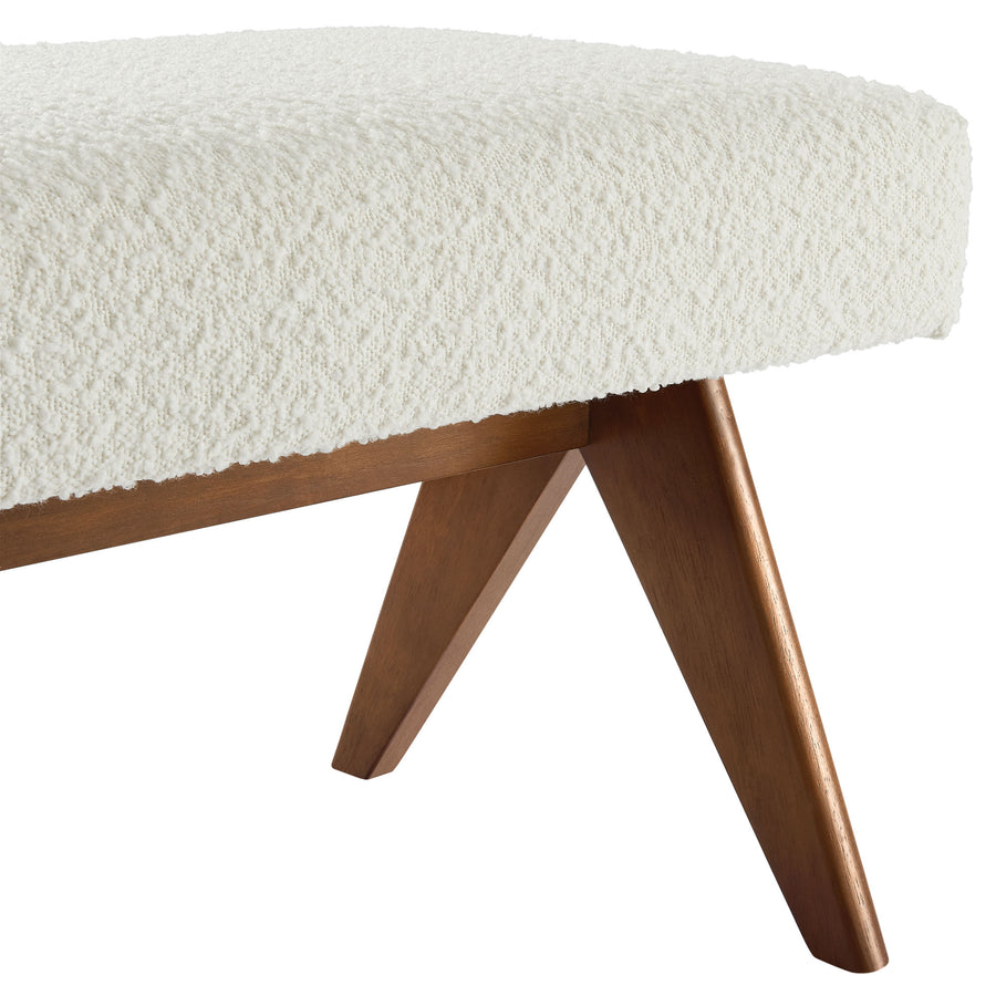 Sable 63" Boucle Upholstered Bench in Ivory Boucle