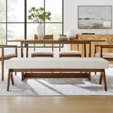 Sable 63" Boucle Upholstered Bench in Ivory Boucle